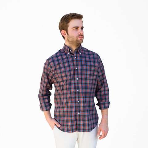 Block Island Flannel - Lightweight Brown Tartan - Pelican Coast Clothing
