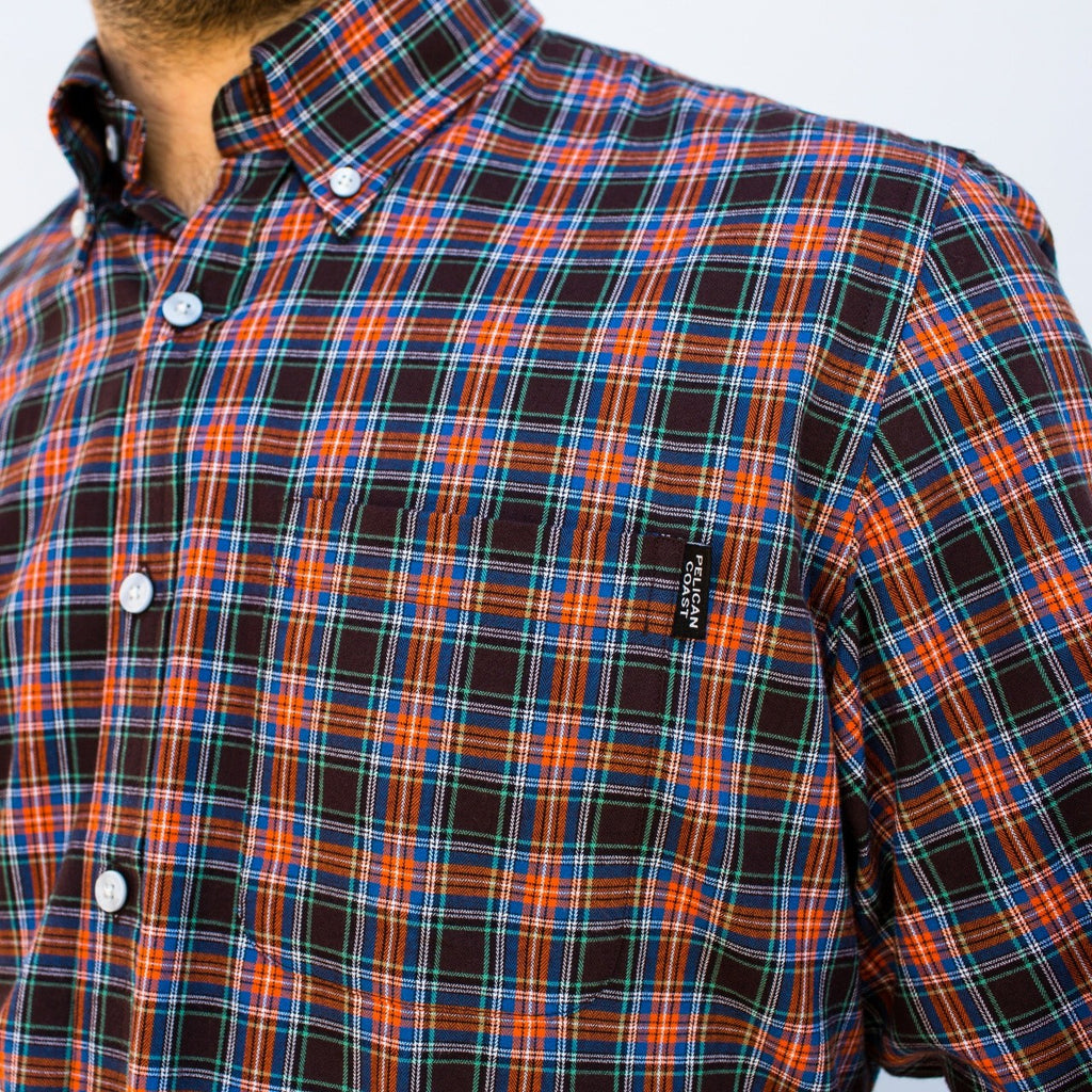 Block Island Flannel - Lightweight Brown Tartan - Pelican Coast Clothing