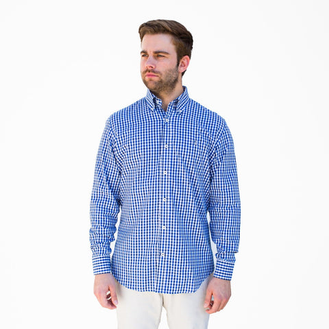 Navy and Royal Check Buttondown Shirt - Pelican Coast Clothing