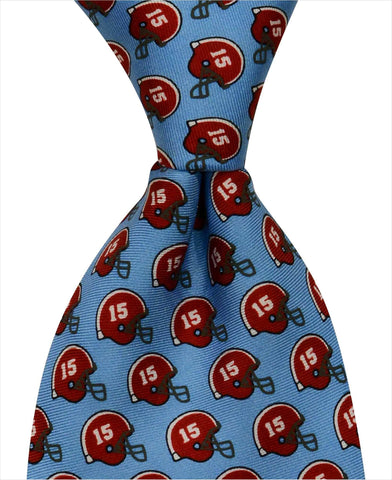 Crimson Football Helmet Tie - Blue - Pelican Coast Clothing