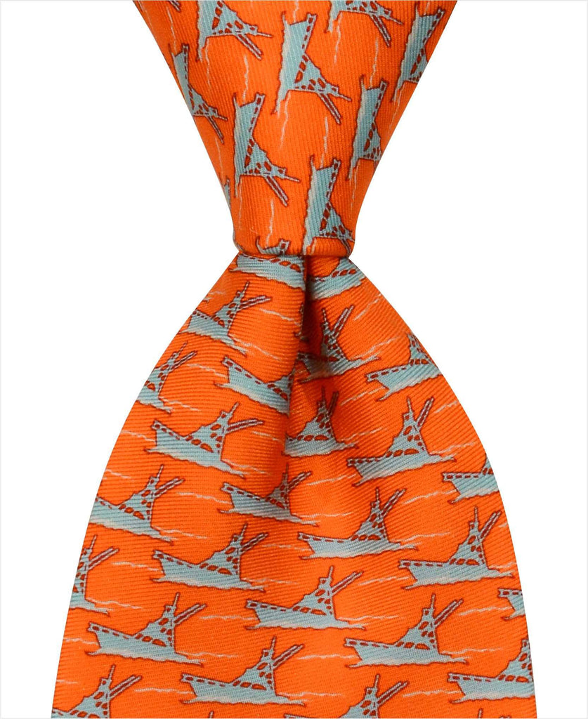 Sportfishing Boat Tie - Orange - Pelican Coast Clothing