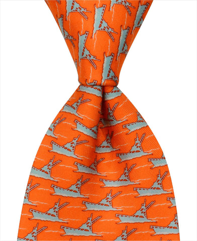 Sportfishing Boat Tie - Orange - Pelican Coast Clothing