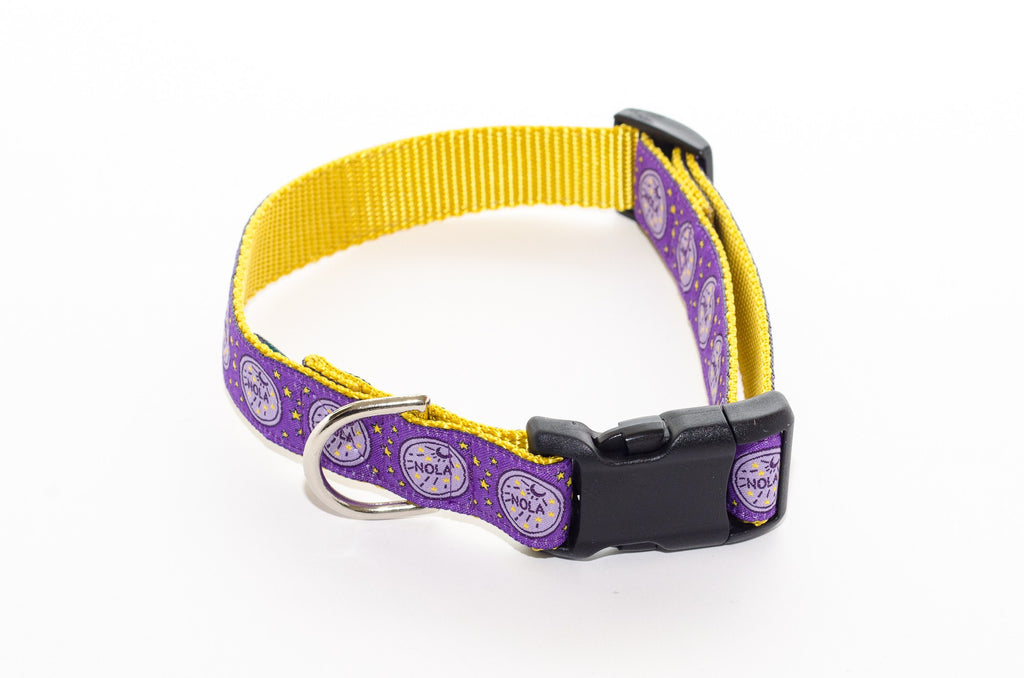 NOLA Purple and Gold Water Meter Dog Collar 21" - Pelican Coast Clothing