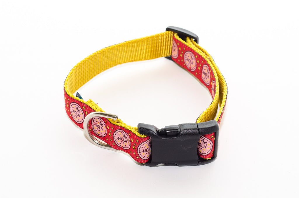 NOLA Red and Gold Water Meter Dog Collar 21" - Pelican Coast Clothing