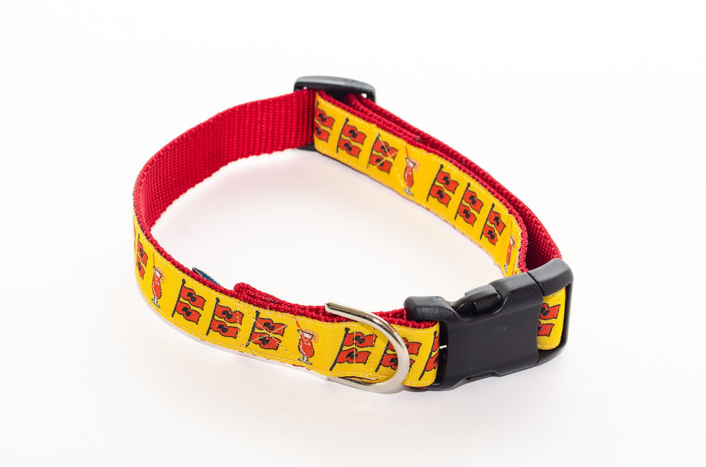 Storm Warning Yellow and Red Dog Collar 21" - Pelican Coast Clothing