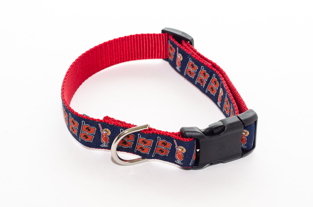 Storm Warning Navy and Red Dog Collar 21" - Pelican Coast Clothing