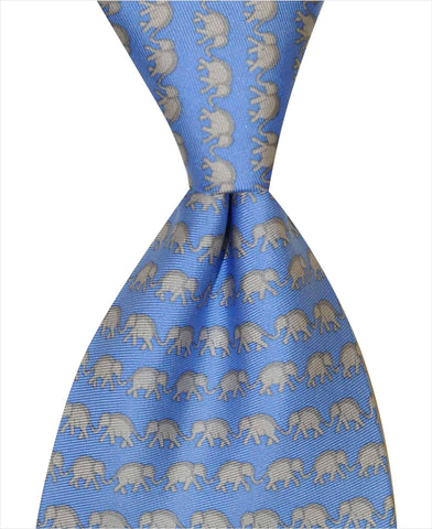 Elephant Tie - Blue - Pelican Coast Clothing