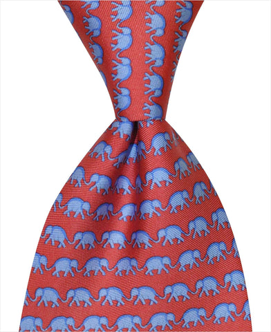 Red & Blue Elephant Tie - Pelican Coast Clothing