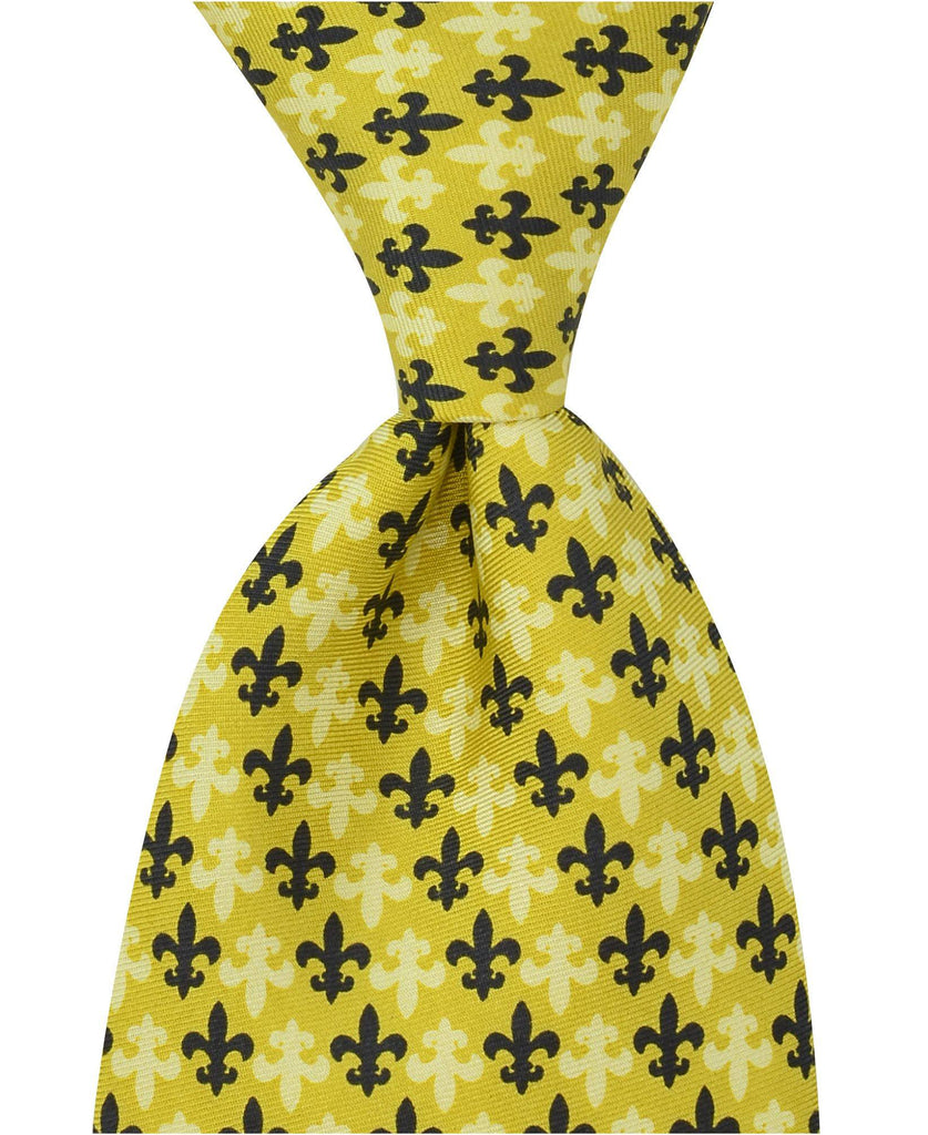 Fleur De Lis Tie - Black & Gold - Pelican Coast Clothing