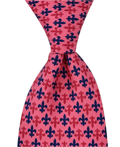 Fleur De Lis Tie - Red and Navy - Pelican Coast Clothing