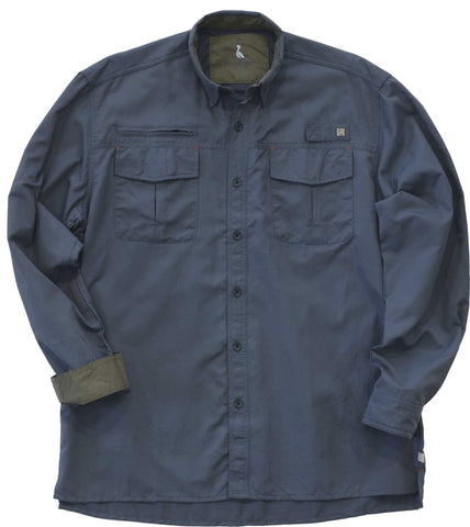 Performance Fishing Long Sleeve - Shark/Blue - Pelican Coast Clothing