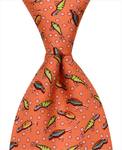 Fishing Lures Tie - Orange - Pelican Coast Clothing