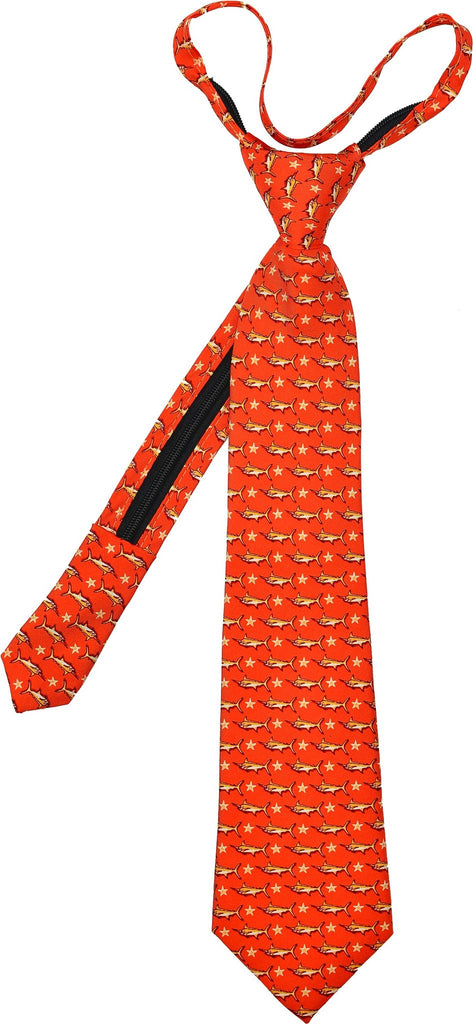 Marlins & Stars Zip Tie - Orange - Pelican Coast Clothing