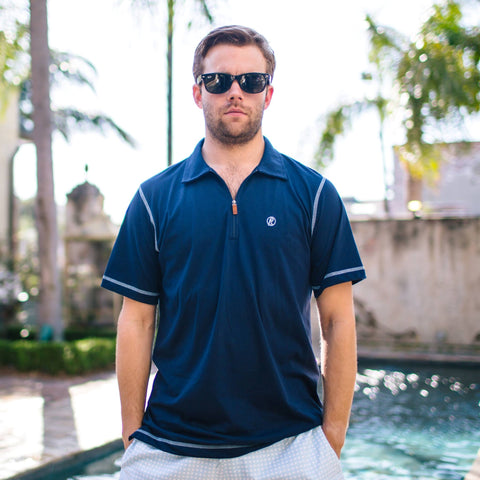 Sea Island Short Sleeve Lightweight Summer Shirt - Navy - Pelican Coast Clothing