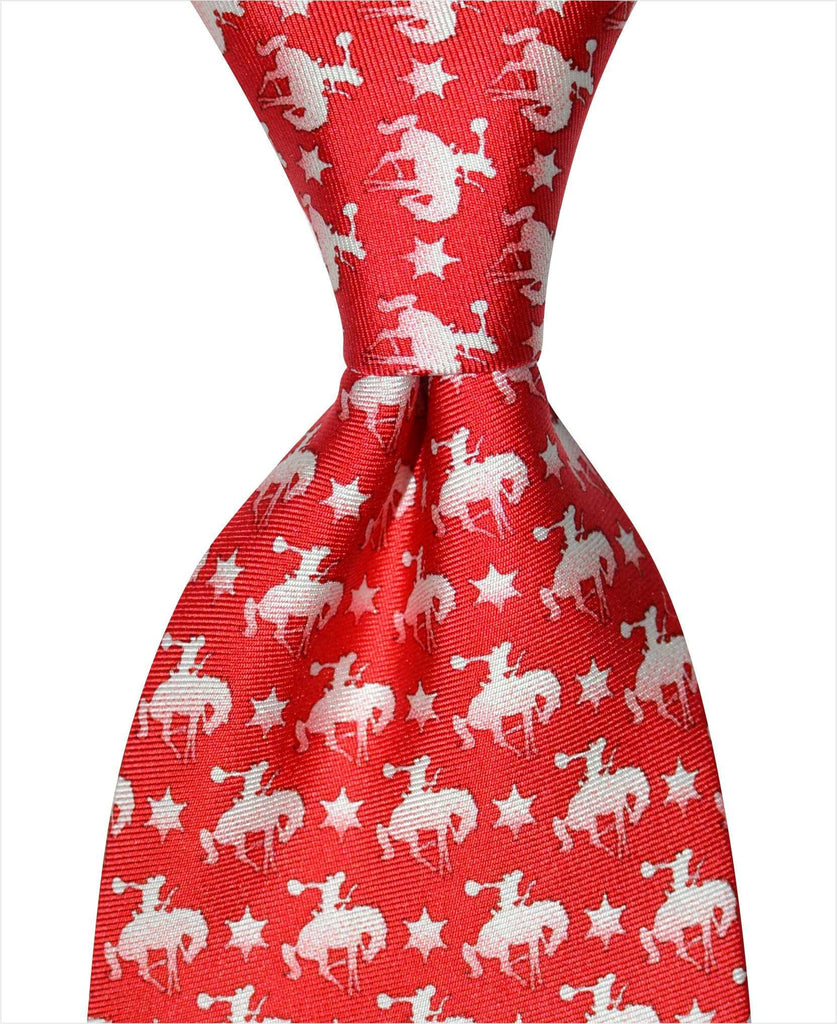 Buckin' Bronco Tie - Red - Pelican Coast Clothing