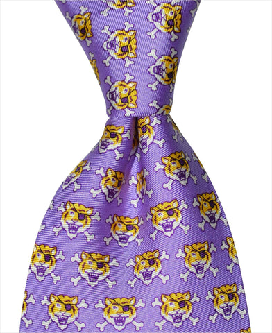 Pirate Tiger Tie - Purple - Pelican Coast Clothing