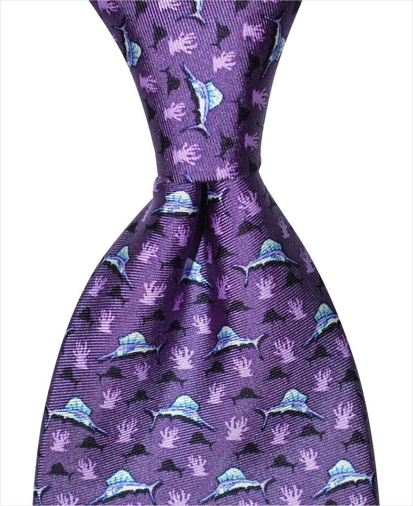 Sailfish Tie - Purple - Pelican Coast Clothing