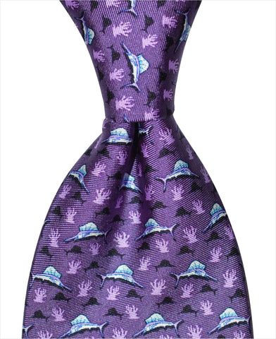 Sailfish Tie - Purple - Pelican Coast Clothing