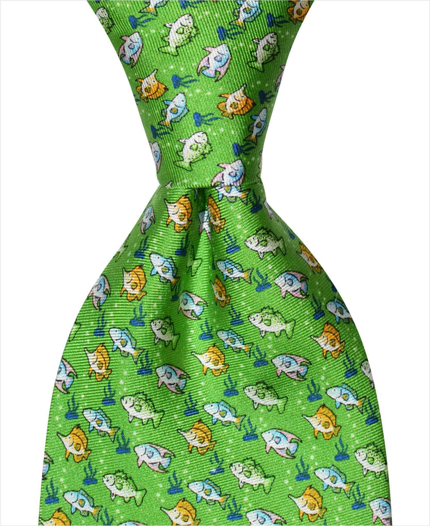 Multi Fish Tie - Green - Pelican Coast Clothing