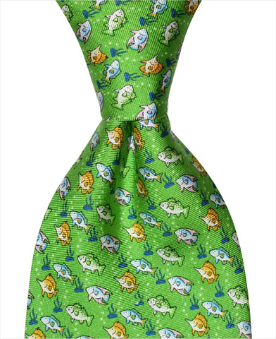 Multi Fish Tie - Green - Pelican Coast Clothing