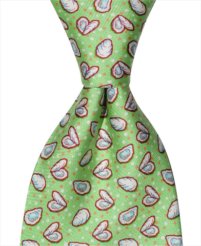 Oyster & Pearl Tie - Green - Pelican Coast Clothing