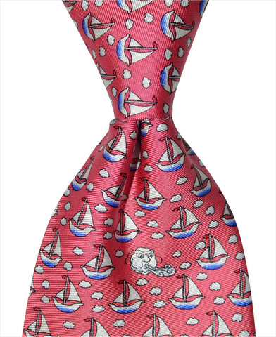Sailboat Tie - Red - Pelican Coast Clothing