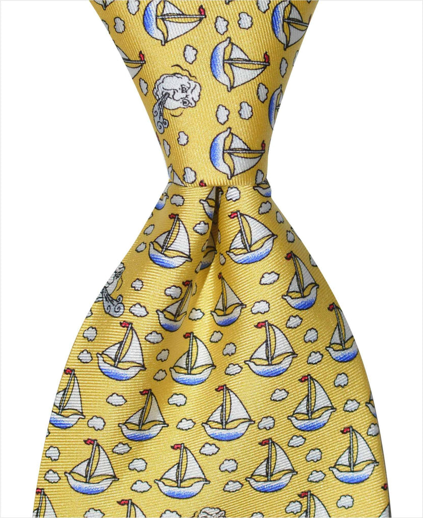 Sailboat Tie - Yellow - Pelican Coast Clothing