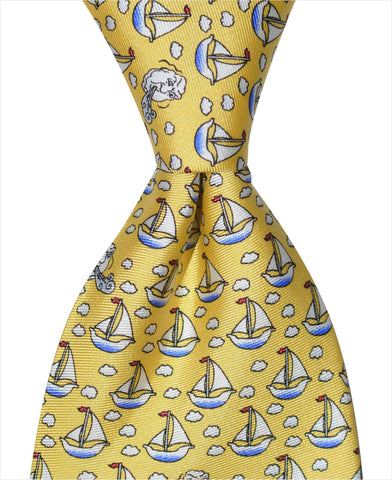 Sailboat Tie - Yellow - Pelican Coast Clothing