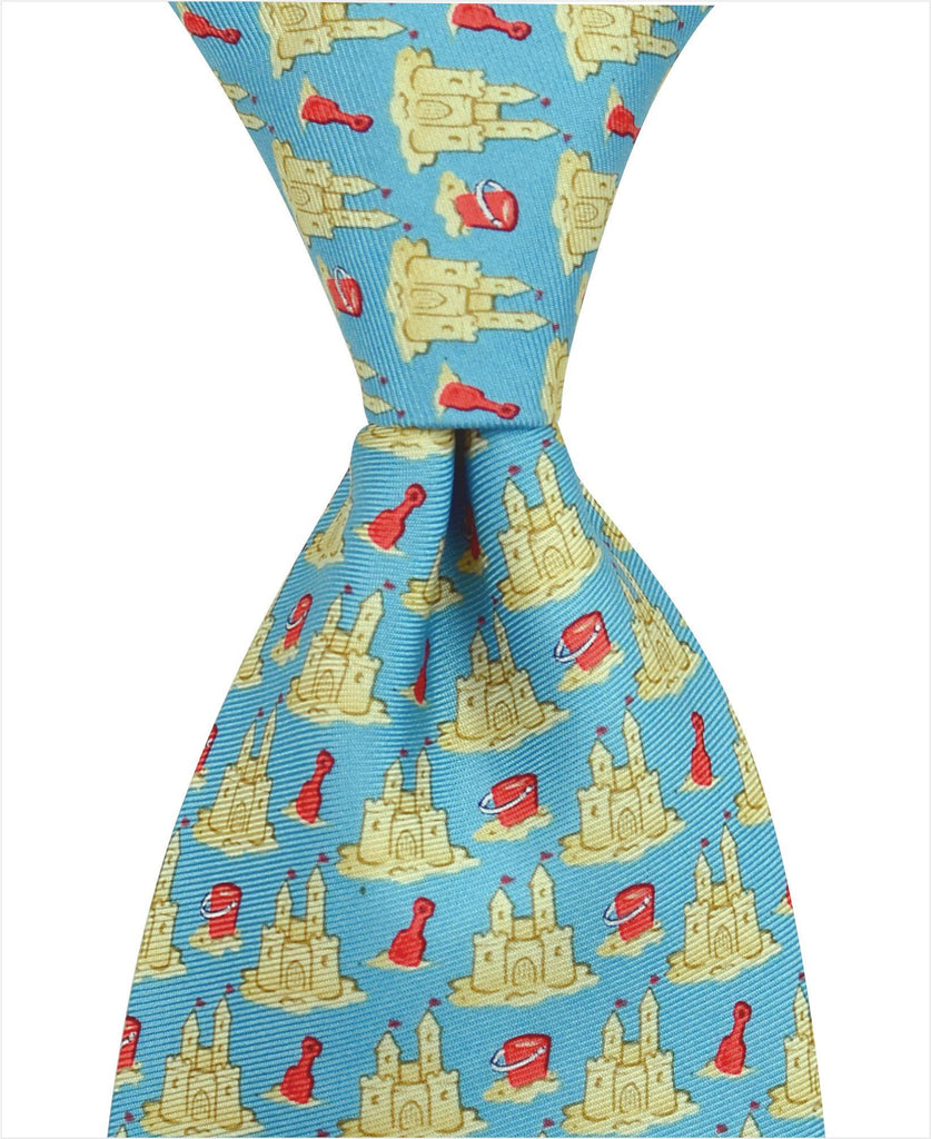 Sand Castle Tie - Blue - Pelican Coast Clothing