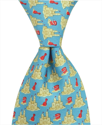 Sand Castle Tie - Blue - Pelican Coast Clothing
