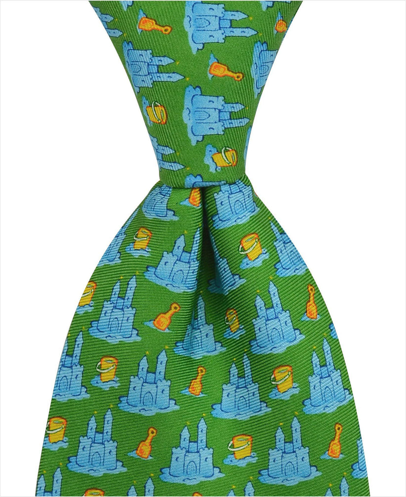 Sand Castle Tie - Green - Pelican Coast Clothing
