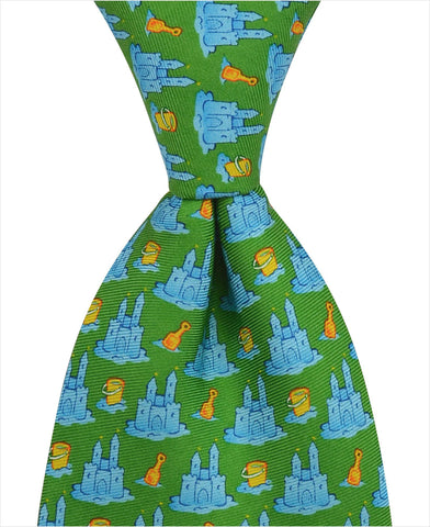 Sand Castle Tie - Green - Pelican Coast Clothing
