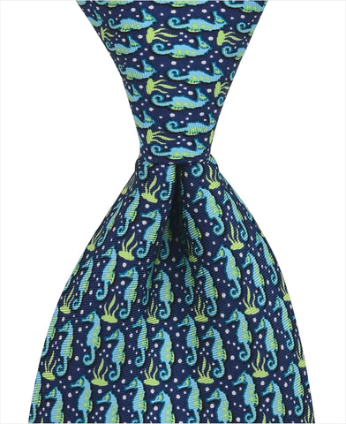 Seahorse Tie - Navy - Pelican Coast Clothing