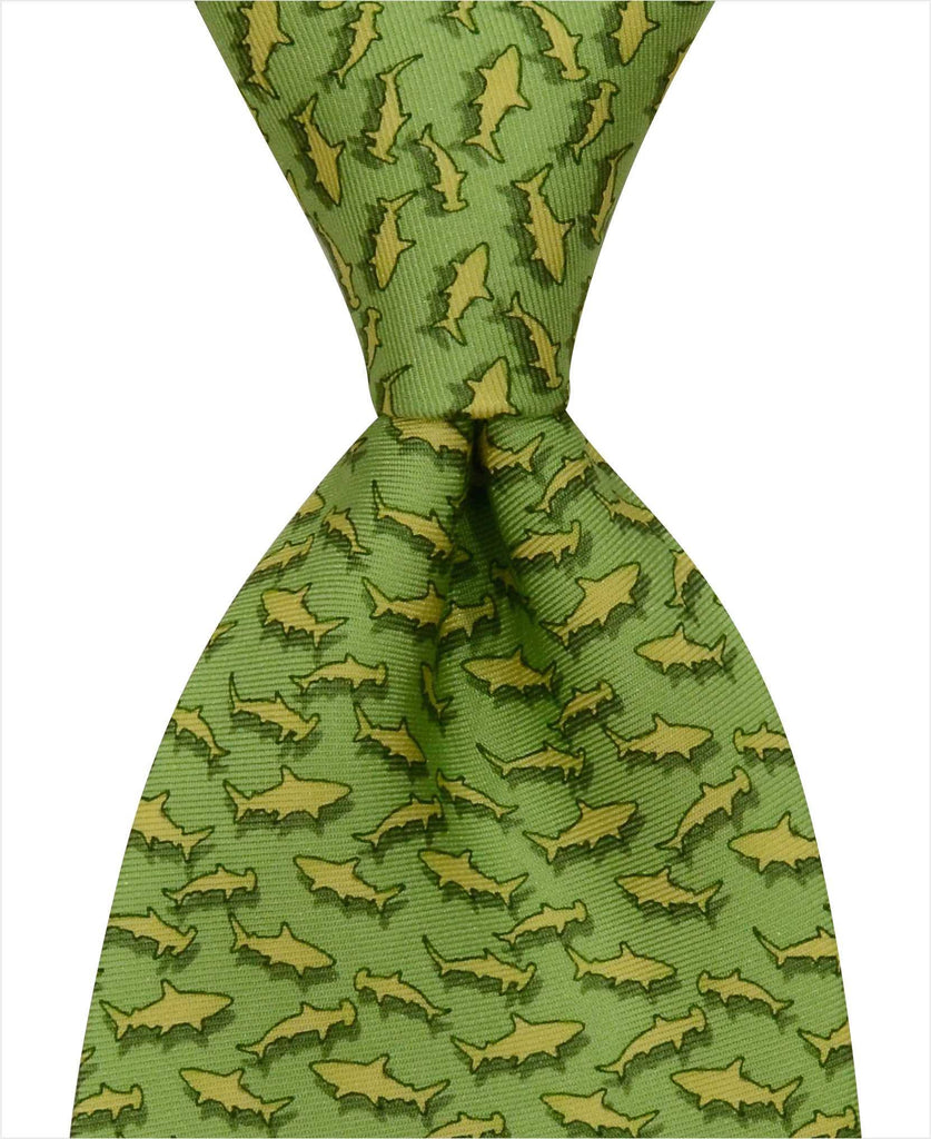 Sharks Tie - Green - Pelican Coast Clothing