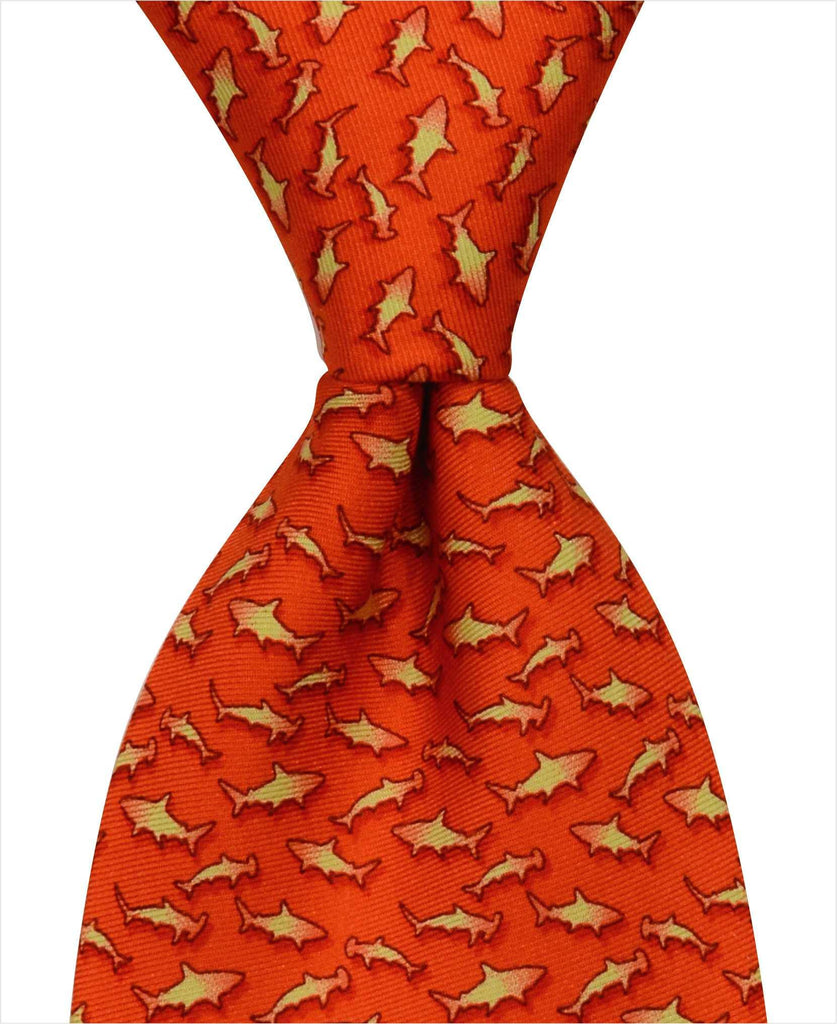 Sharks Tie - Orange - Pelican Coast Clothing