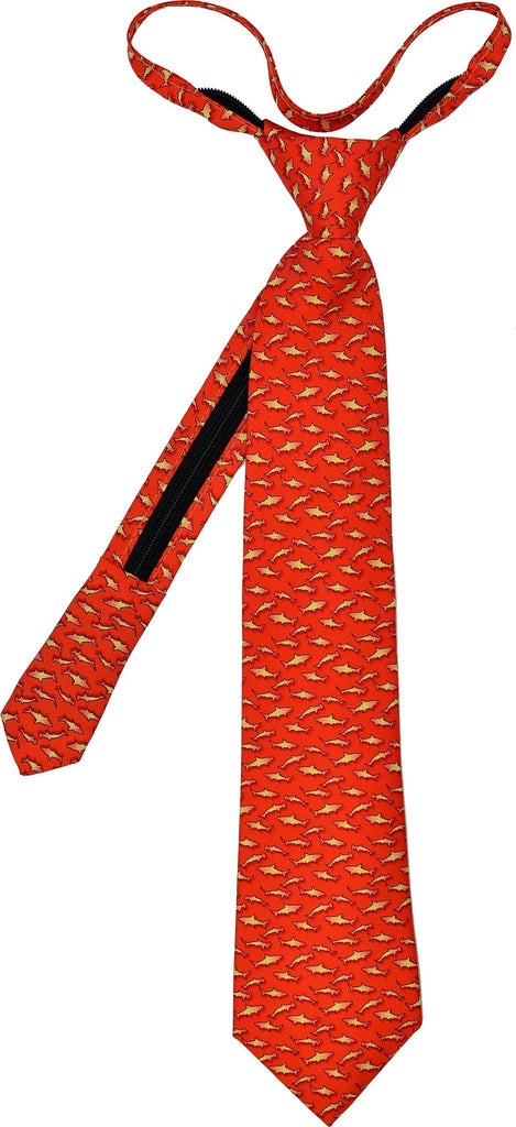 Shark Zip Tie - Red - Pelican Coast Clothing