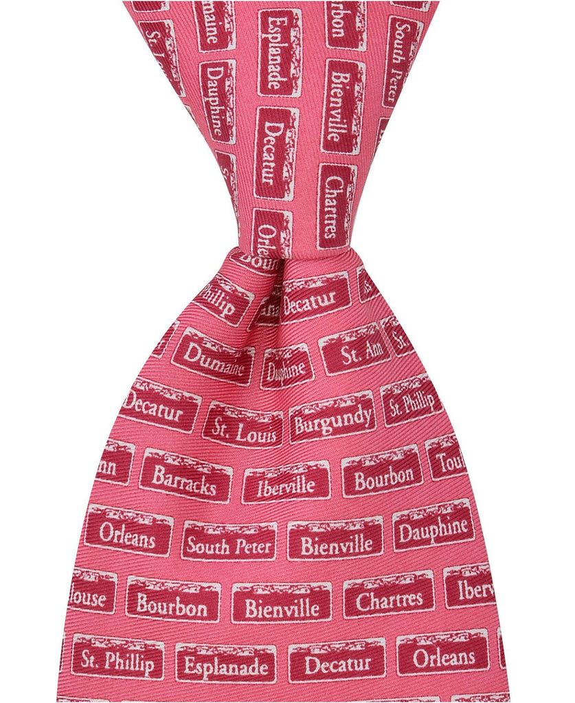NOLA Street Signs Tie - Red - Pelican Coast Clothing