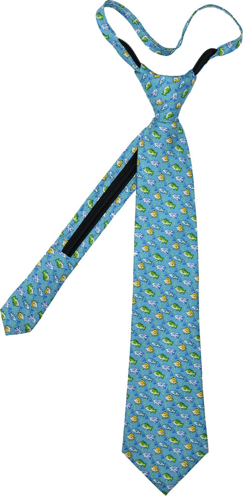 Multi Fish Zip Tie - Turquoise - Pelican Coast Clothing